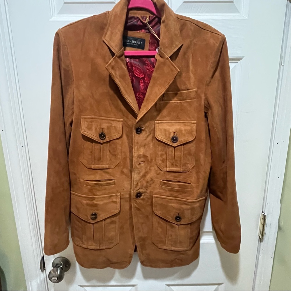 NWT Leathercult Mens Brown leather/suede Blazer. Hand Made 36